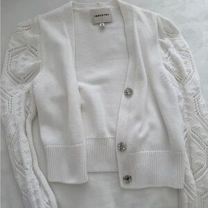 White Knit Cardigan Sweater